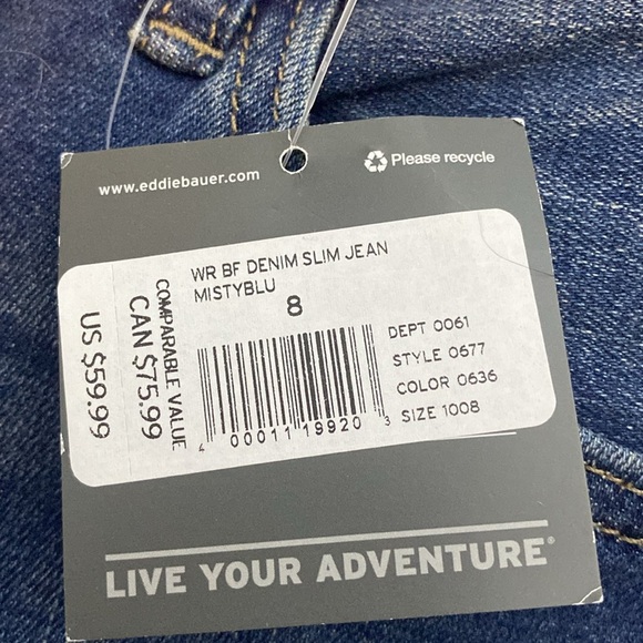 Eddie Bauer Boyfriend Jeans Slim Regular sz 8 NWT - Picture 7 of 8